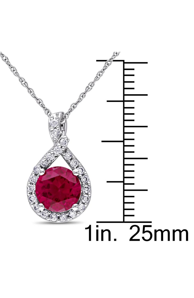 Julianna B. Gemstone & Diamond Teardrop Necklace 10K, Alternate, color, Created Ruby