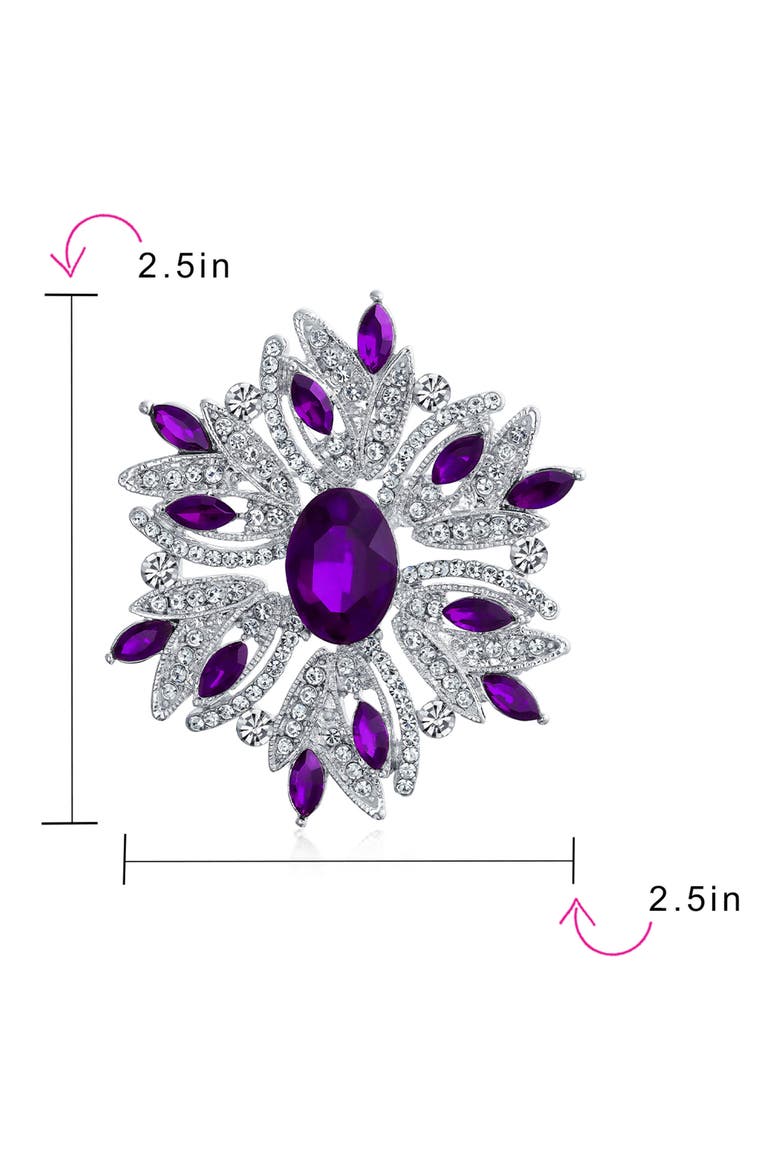 Rhodium Plated Large Statement Vintage Style Pin, Alternate, color, PURPLE
