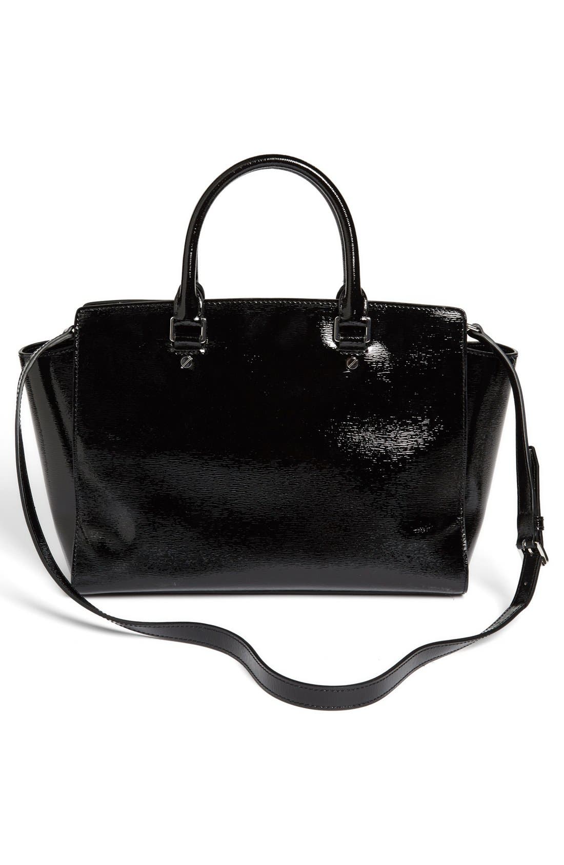 'Selma - Large' Leather Satchel, Alternate, color, BLACK PATENT