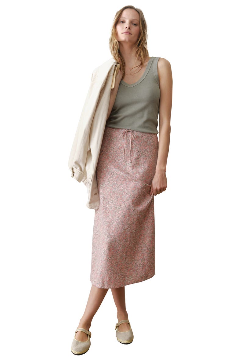Avery Floral Hemp Blend Midi Skirt, Alternate, color, BOUQUET