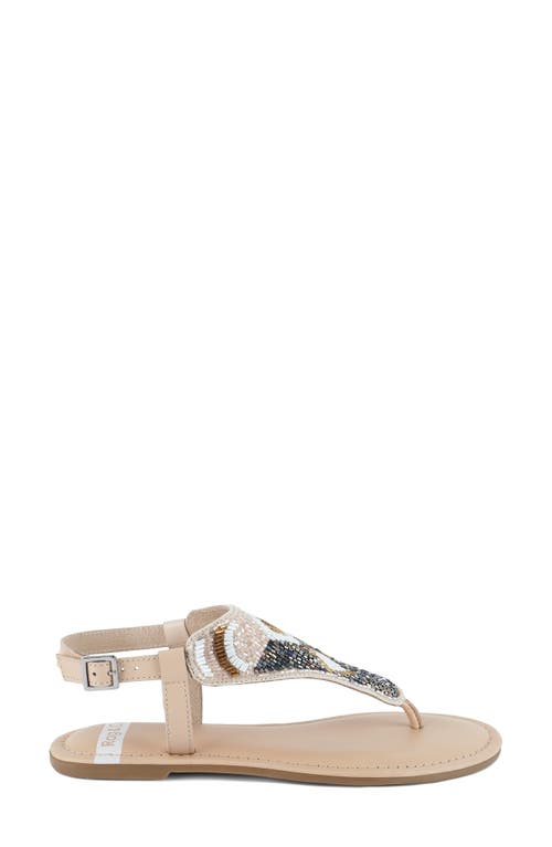 Rag & Co Women's Neutrals Chitra Pin Buckle Beaded Flat Sandals In Beige In Beige