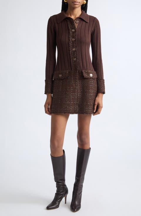 Ellen Lurex Tweed Long Sleeve Minidress