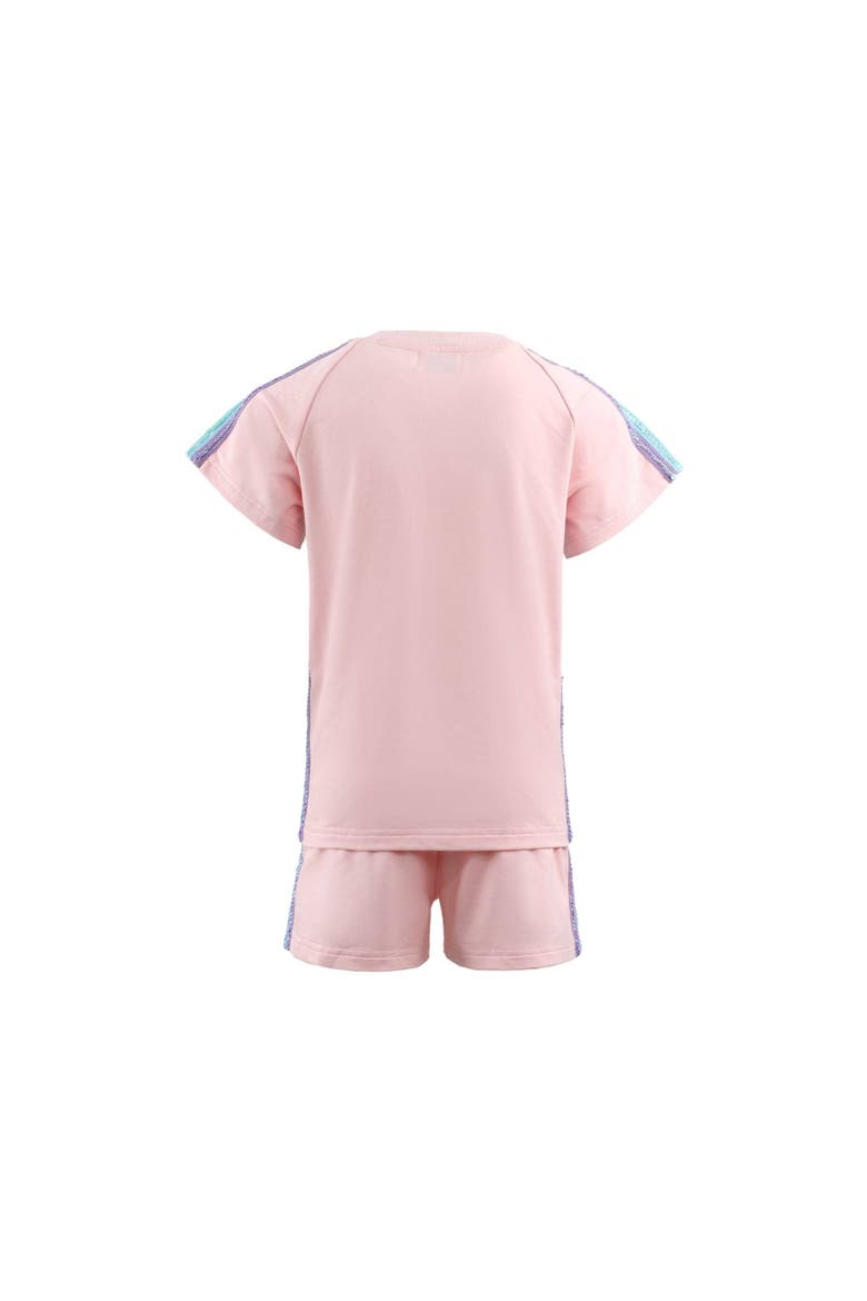Rainbow Stripe Short Set, Alternate, color, Pink