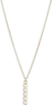 MESHMERISE Imitation Pearl Initial Pendant Necklace
