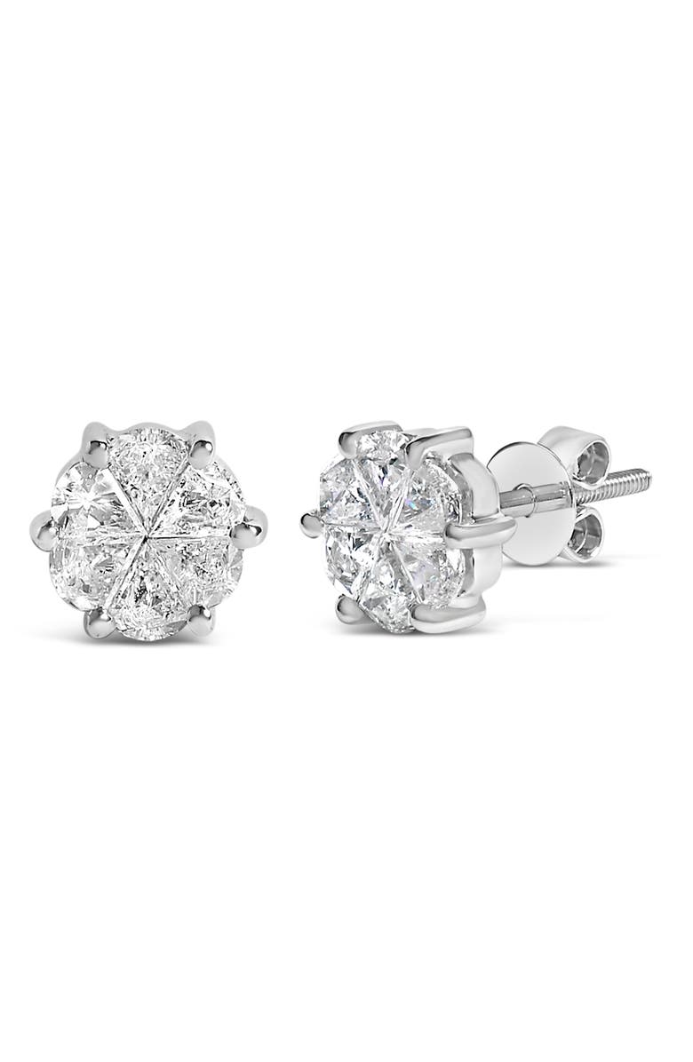 Haus of Brilliance 14K White Gold 1.00 Cttw Pie Cut Diamond Solitaire Style Stud Earring, Alternate, color, White