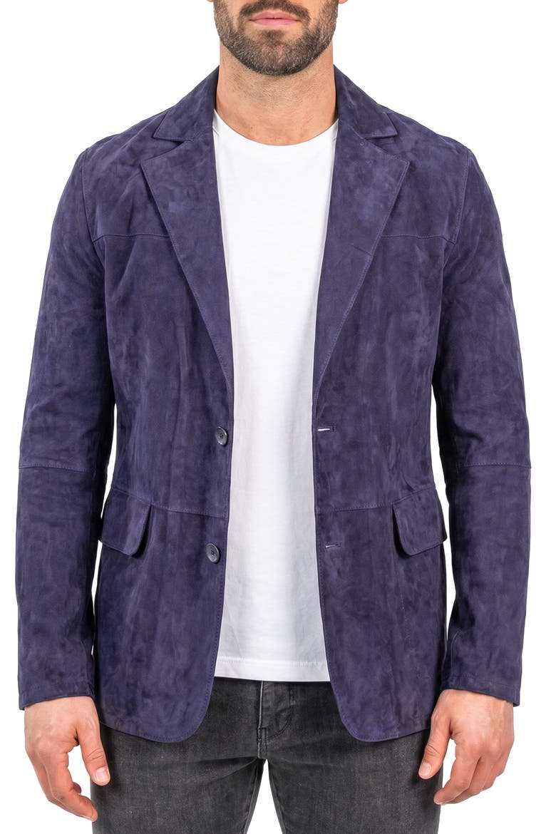 Lambskin Suede Jacket, Main, color, BLUE
