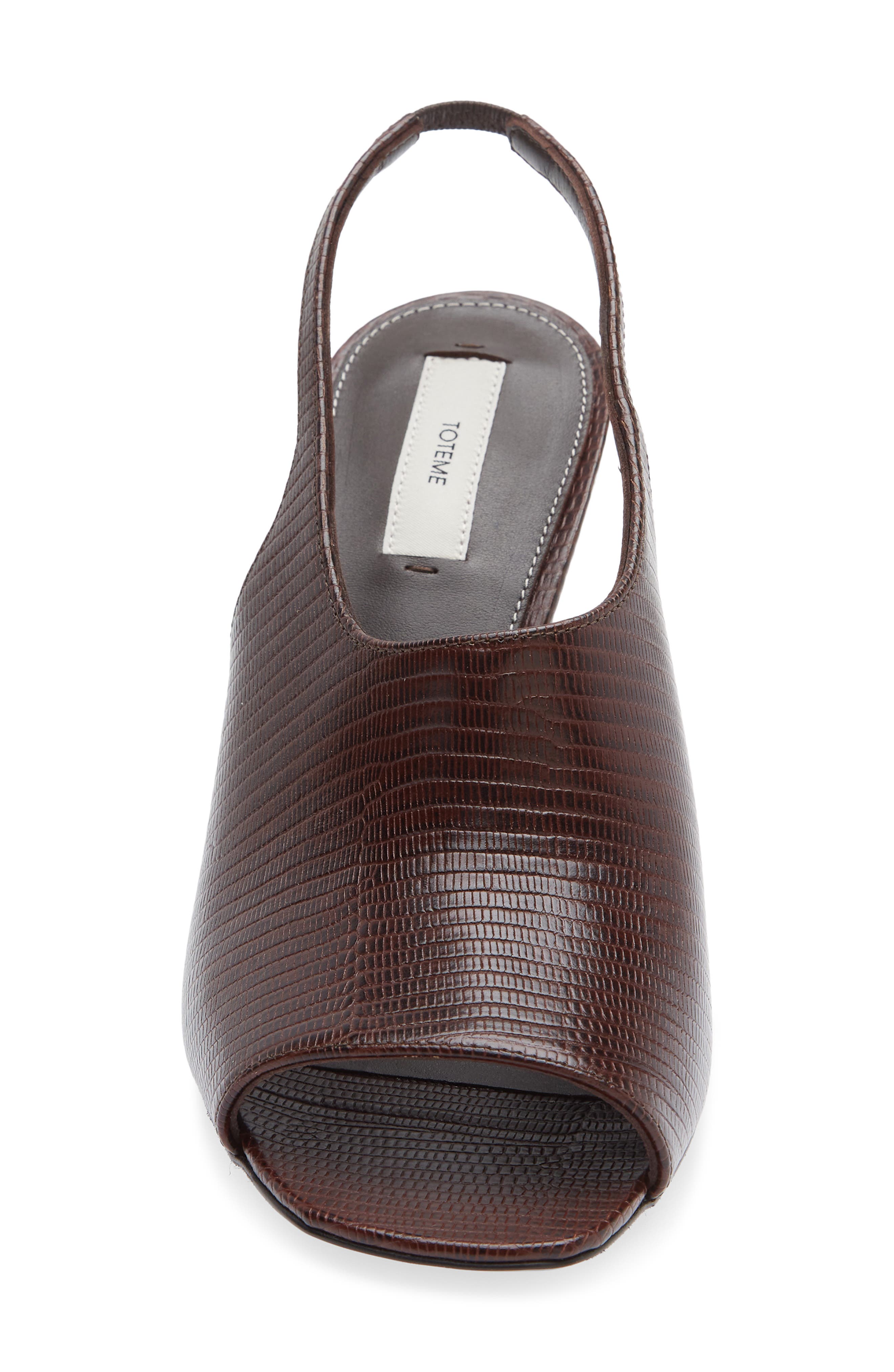 TOTEME Contour Lizard Embossed Slingback Sandal, Alternate, color, Brown
