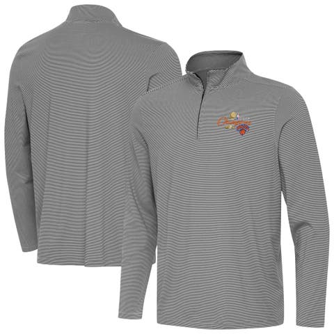 Men's Antigua Black New York Knicks 2026 NBA Finals Champions Official Twine Quarter-Zip Pullover
