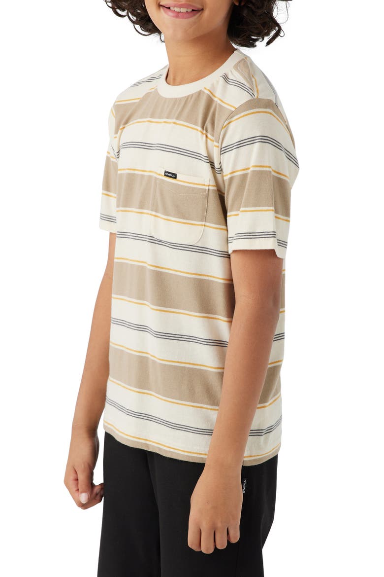Kids' Bolder Stripe Pocket T-Shirt, Alternate, color, CREAM