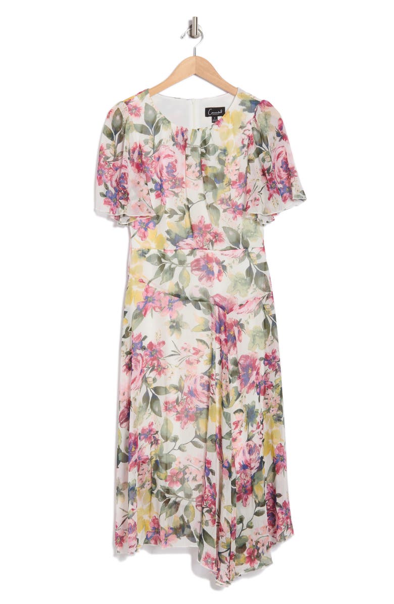 Connected Apparel Butterfly Sleeve Chiffon Dress, Alternate, color, White