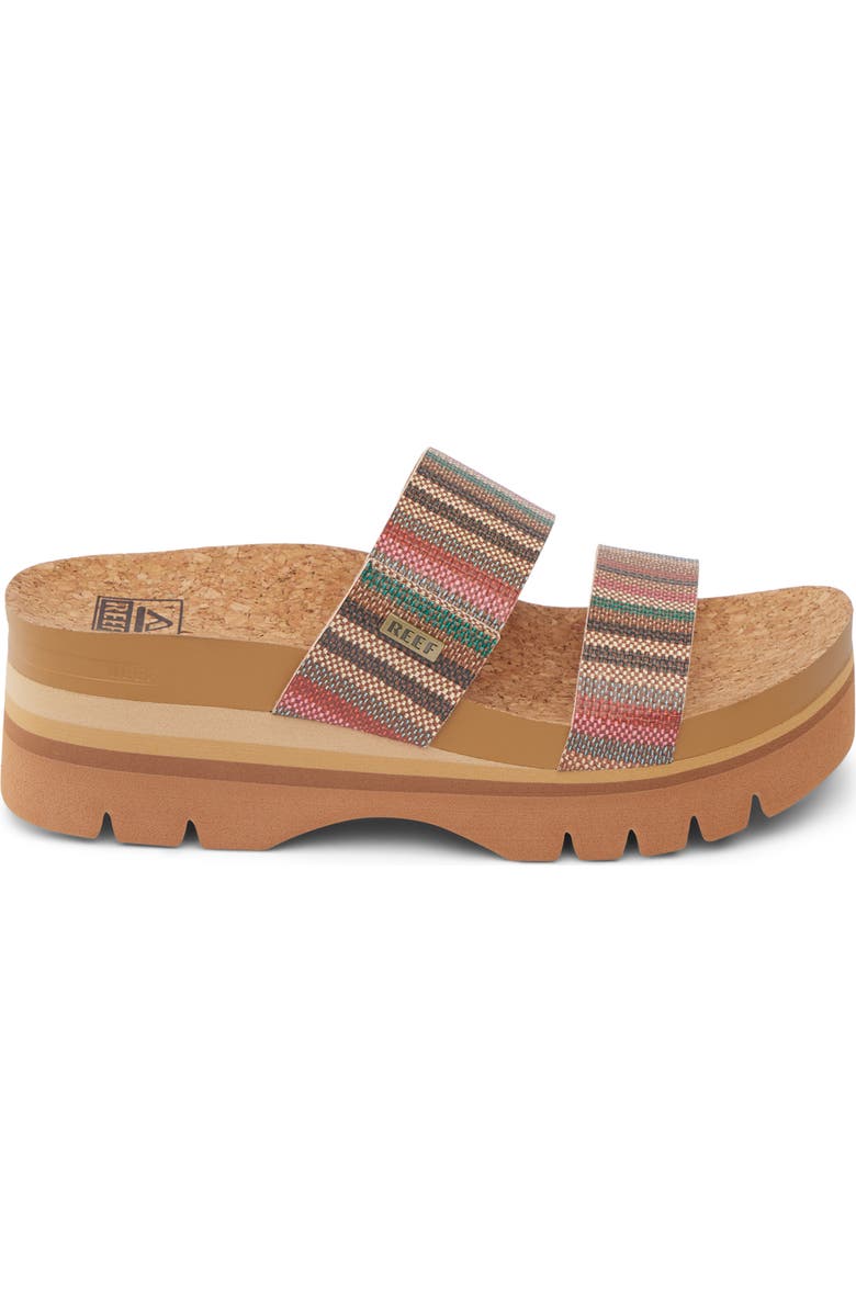 Reef Cushion Vista Higher Platform Slide Sandal, Alternate, color, Multi Woven