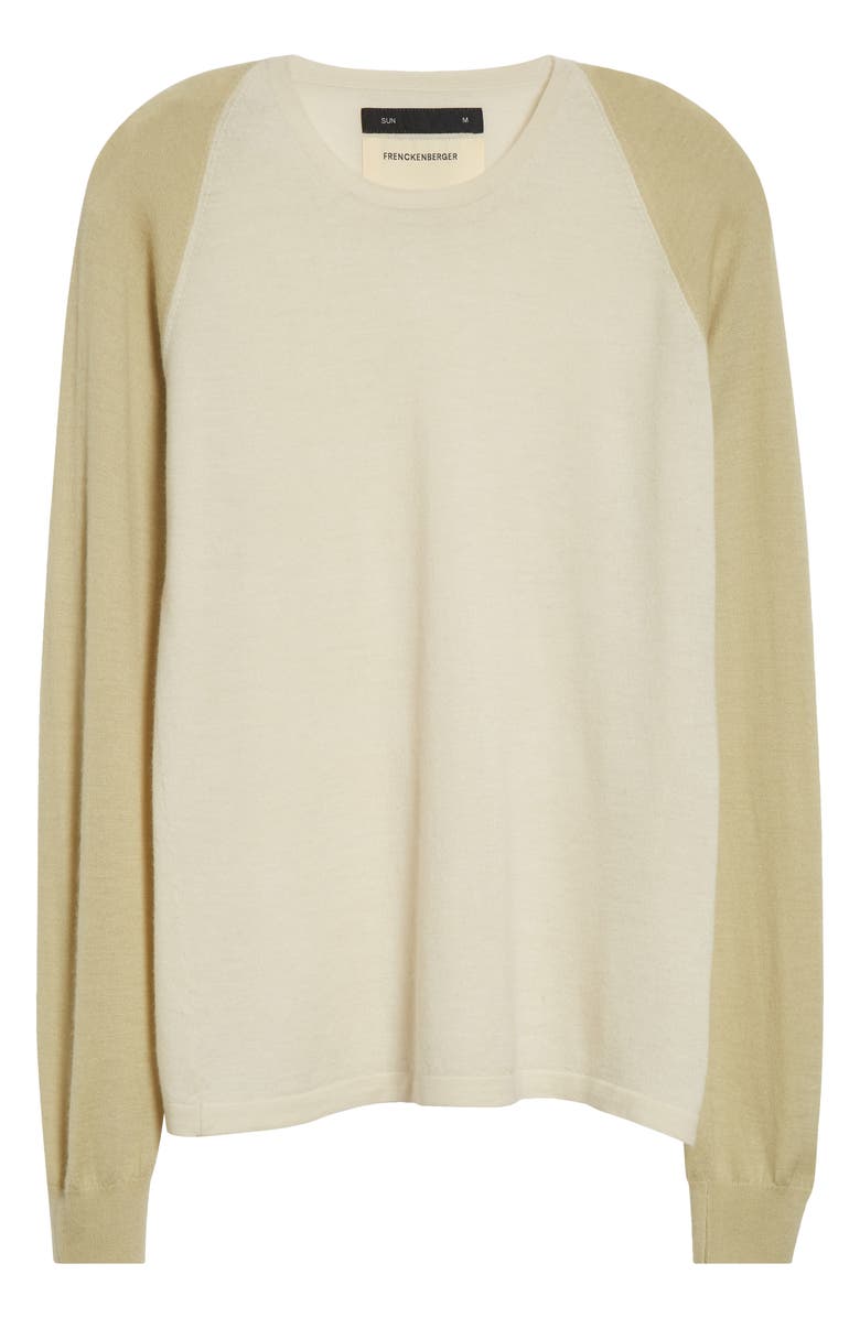 FRENCKENBERGER Colorblock Raglan Sleeve Cashmere Sweater, Main, color, Chalk/ Faded Beige