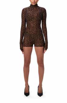 Burnout Mock Neck Long Sleeve Romper