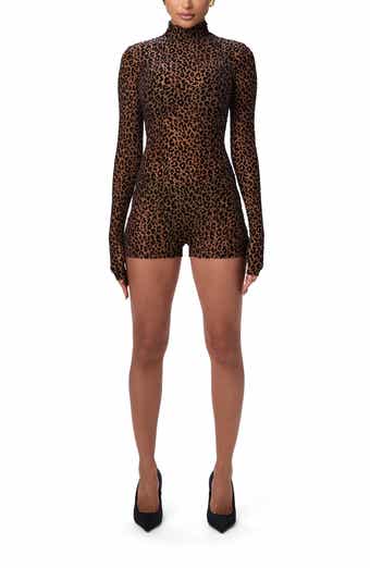 Burnout Mock Neck Long Sleeve Romper