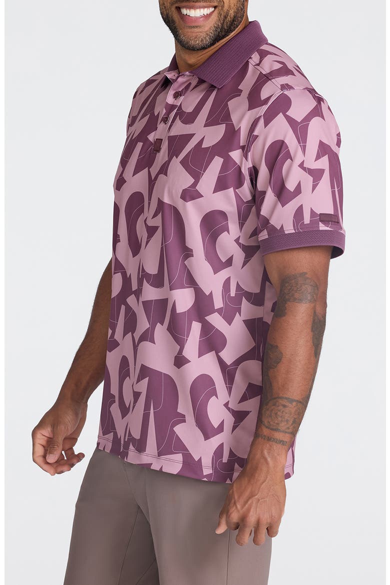 Ridge Abstract Print Performance Golf Polo, Alternate, color, DECO ECHO - PLUM WINE