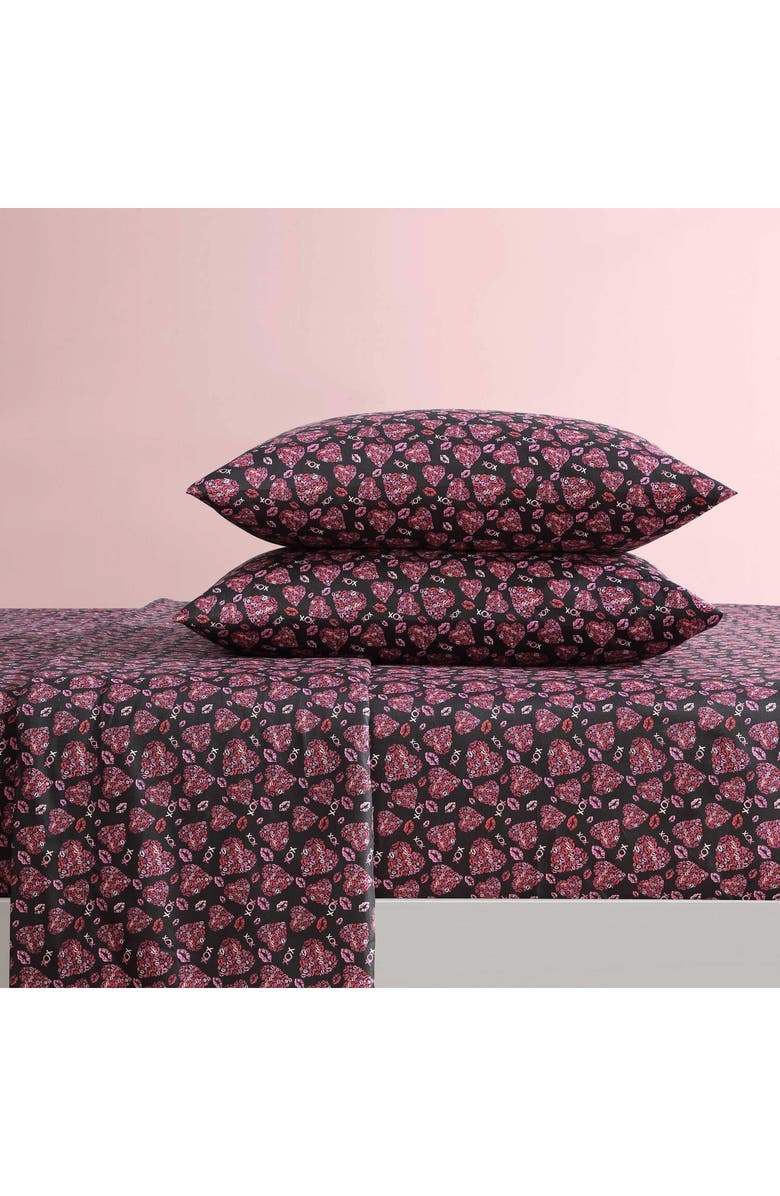 Betsey Johnson Lipstick Betsey Sheet Set, Alternate, color, Light / Medium Pink