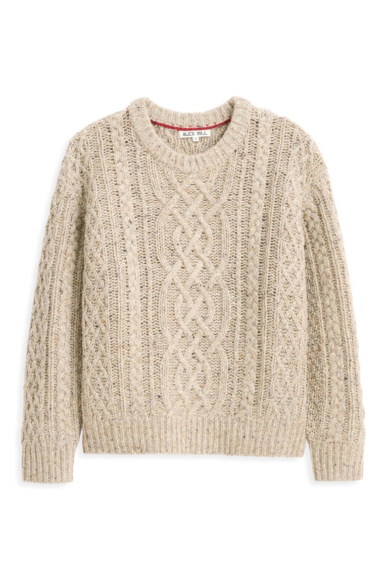 Madelyn Cable Knit Wool Blend Donegal Sweater, Alternate, color, OATMEAL