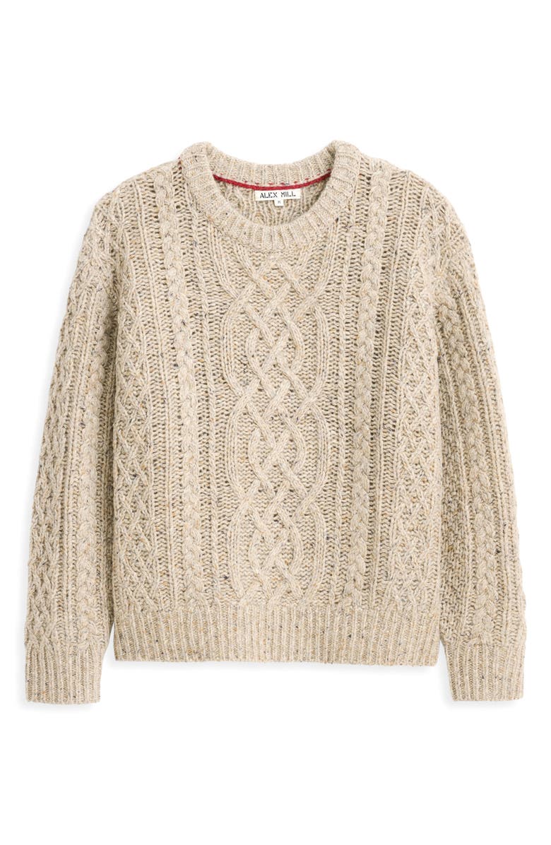 Alex Mill Madelyn Cable Knit Wool Blend Donegal Sweater, Alternate, color, Oatmeal