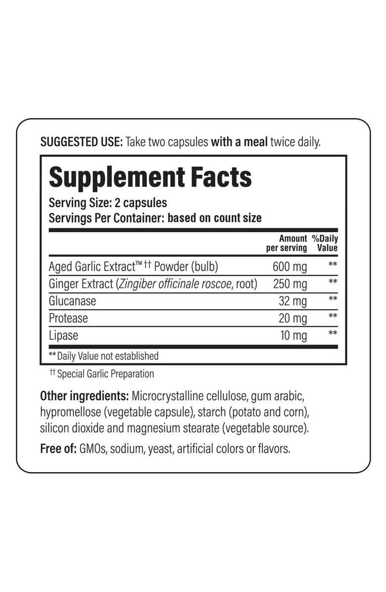 Kyolic Aged Garlic Extract Formula 102, Cleanse & Digestion, Ginger and Enzyme Complex, 200 ct Capsules, Alternate, color, NO COLOR