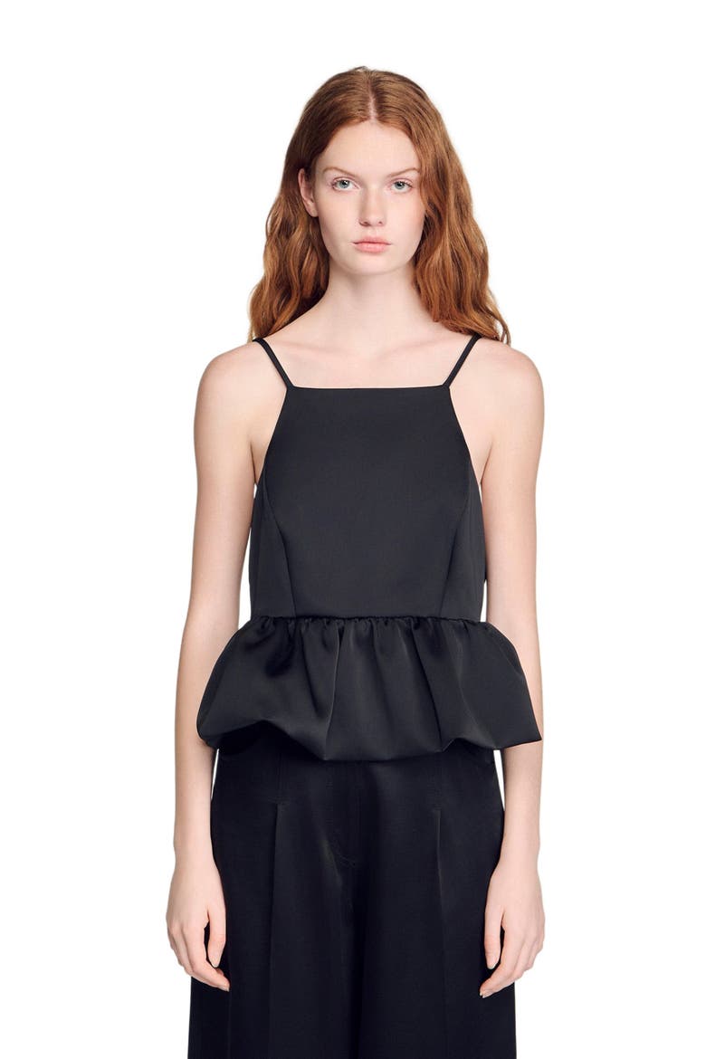 Ruffled crop top, Main, color, Black