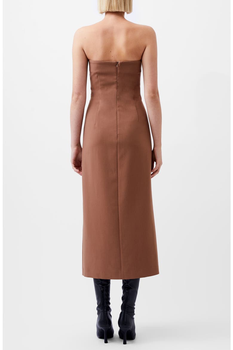Azra Double Breasted Strapless Twill Midi Dress, Alternate, color, 25-CAMEL