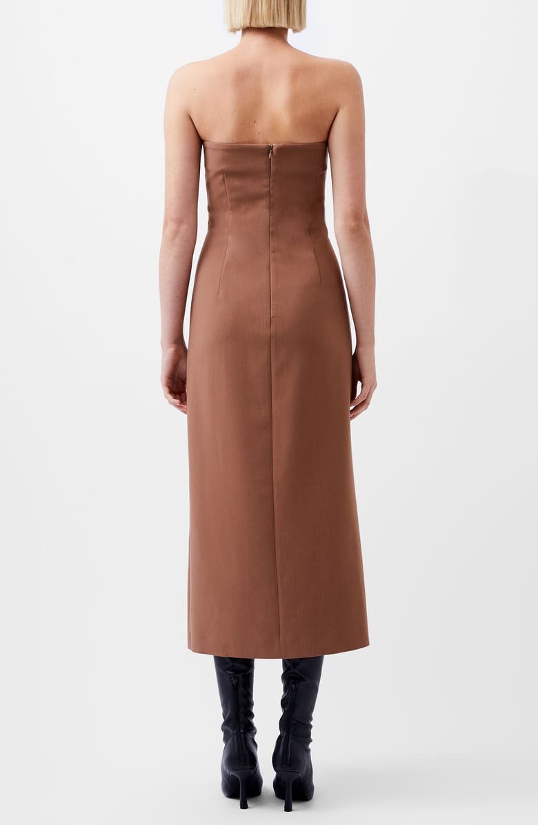 French Connection Azra Double Breasted Strapless Twill Midi Dress, Alternate, color, 25-Camel