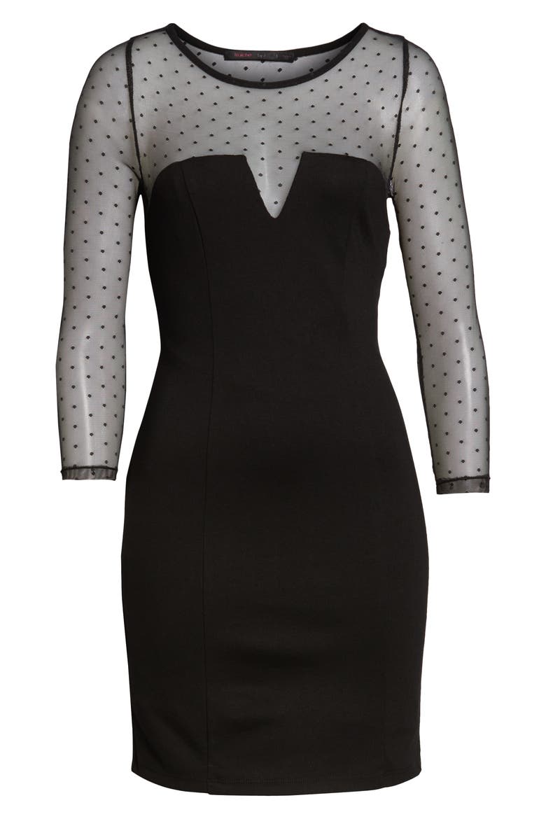 Point d'Esprit Trim Minidress, Alternate, color, BLACK