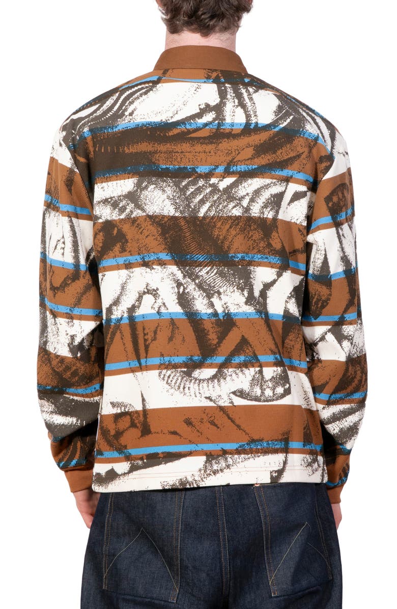 PLEASURES Worms Graphic Rubgy Shirt, Alternate, color, Brown Stripe