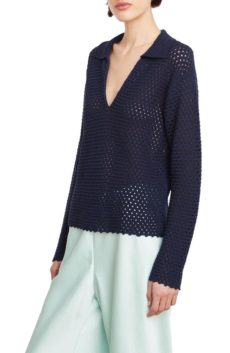 Vince Baja Textured Cotton Sweater, Alternate, color, Navy