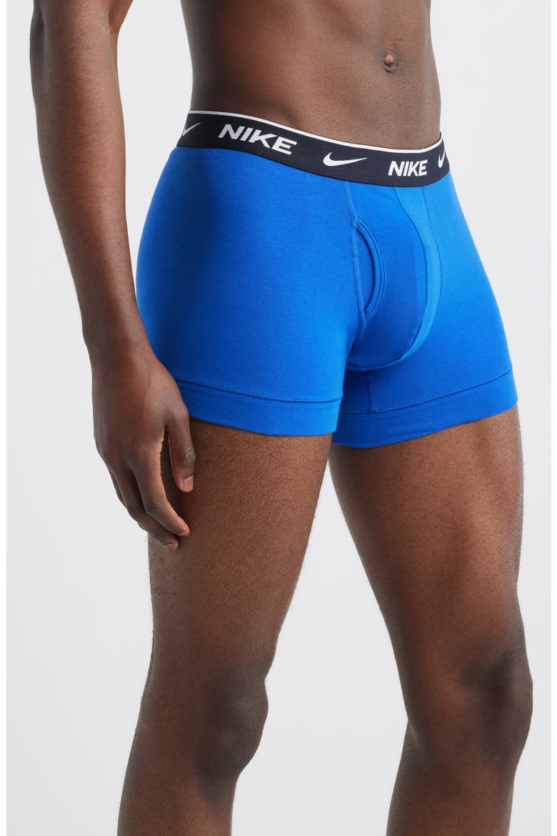Dri-FIT Essential Assorted 3-Pack Stretch Cotton Trunks, Alternate, color, BLUE/ BLACK ASSORTED