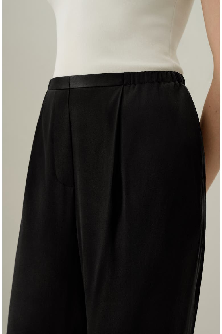 Women's Double Faced Silk Charmeuse Pants, Alternate, color, Black