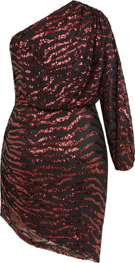 Sequin Stripe Bodycon Long Sleeve Dress Mac Duggal NWT Sz 93724