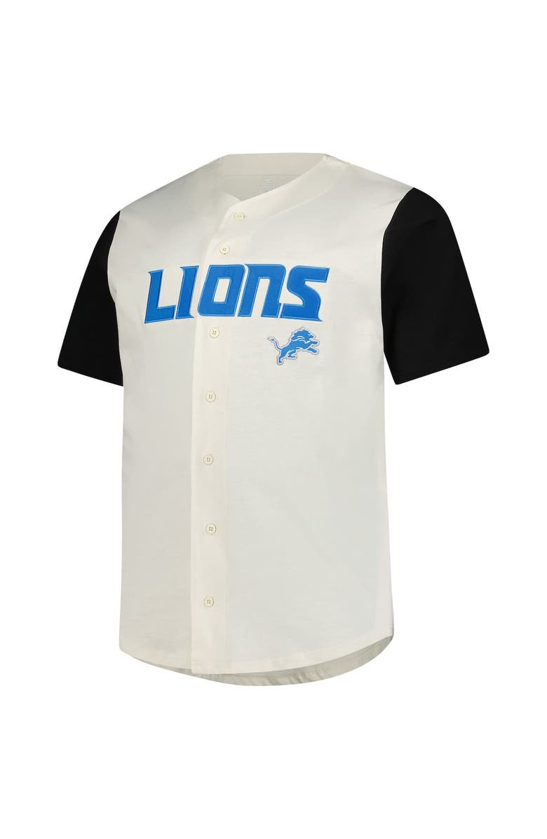 FANATICS Men's Big & Tall Fanatics  Cream Detroit Lions Vintage Short Sleeve Button-Down Top, Alternate, color, 
