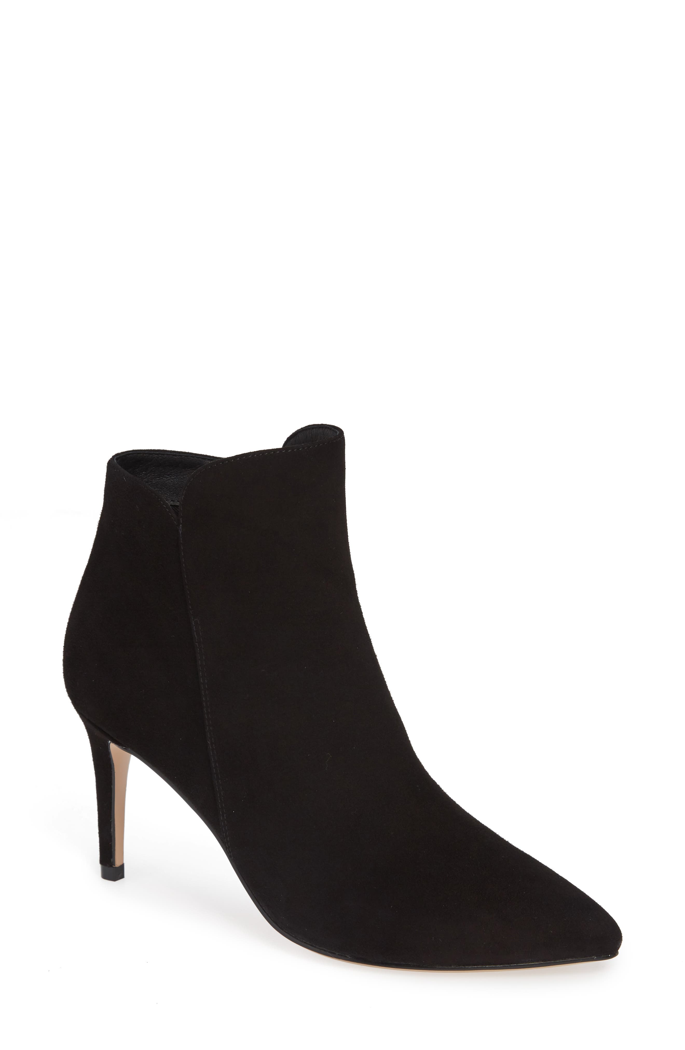 x Atlantic-Pacific Mariella Pointy Toe Bootie, Main, color, BLACK SUEDE