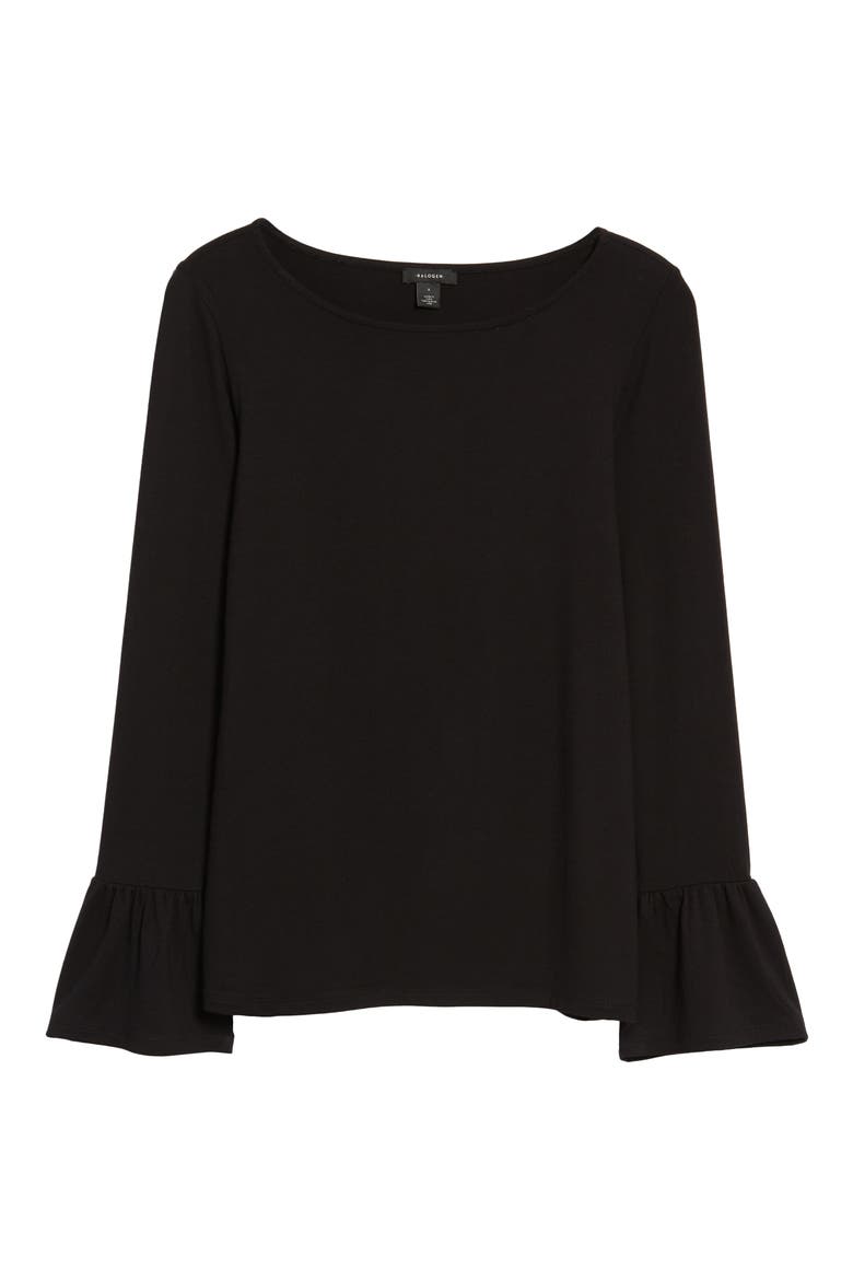 Bell Sleeve Knit Top, Alternate, color, BLACK