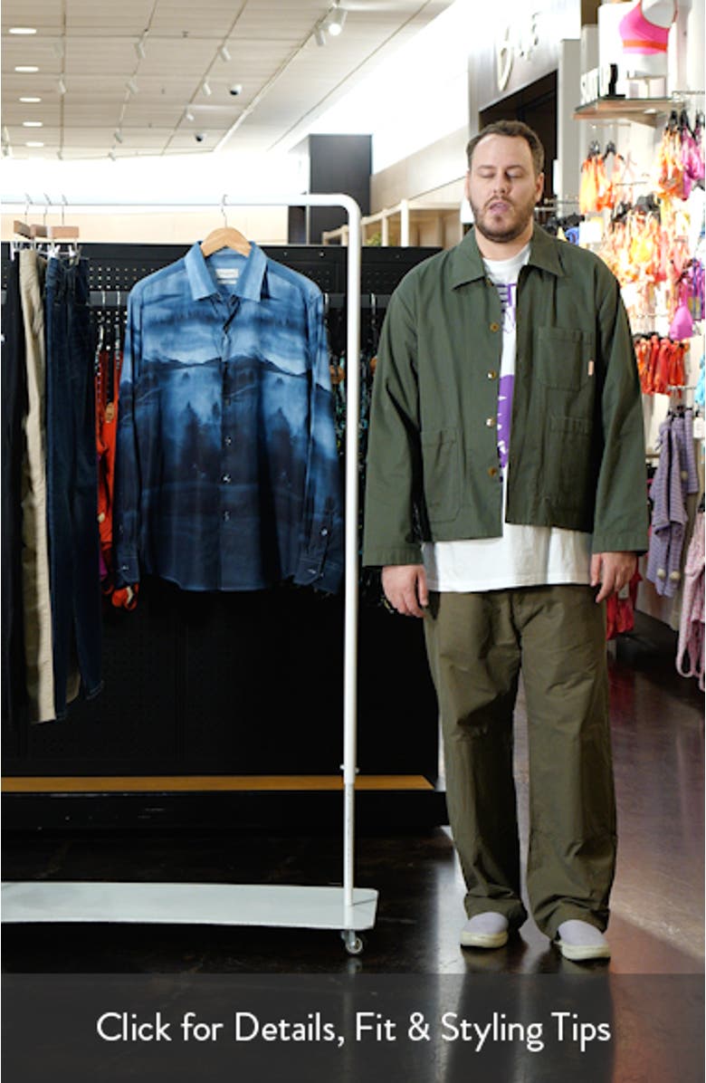 Julian Shaped Fit Landscape Print Lyocell Button-Up Shirt, sales video thumbnail