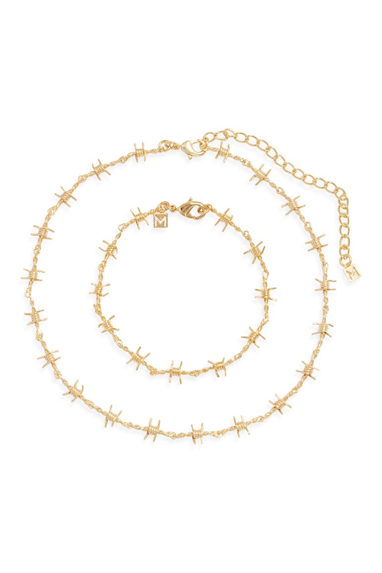 The Barbwire Necklace & Bracelet Set, Main, color, GOLD