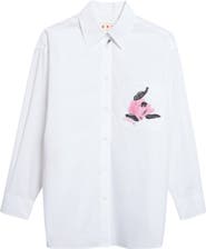 Marni Floral Print Pocket Cotton Button-Up Shirt