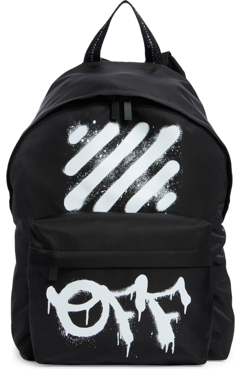 Off-White Diagonal Spray Backpack, Main, color, Black/White