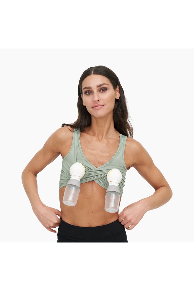 X Maternity, Nursing + Hands - Free Pumping Bra, Main, color, Sage