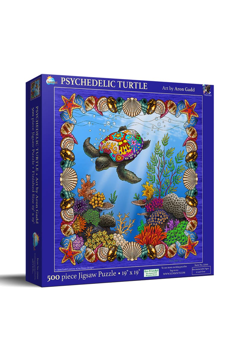 Sunsout Psychedelic Turtle 500 piece Jigsaw Puzzle for Adults, Main, color, Multicolor