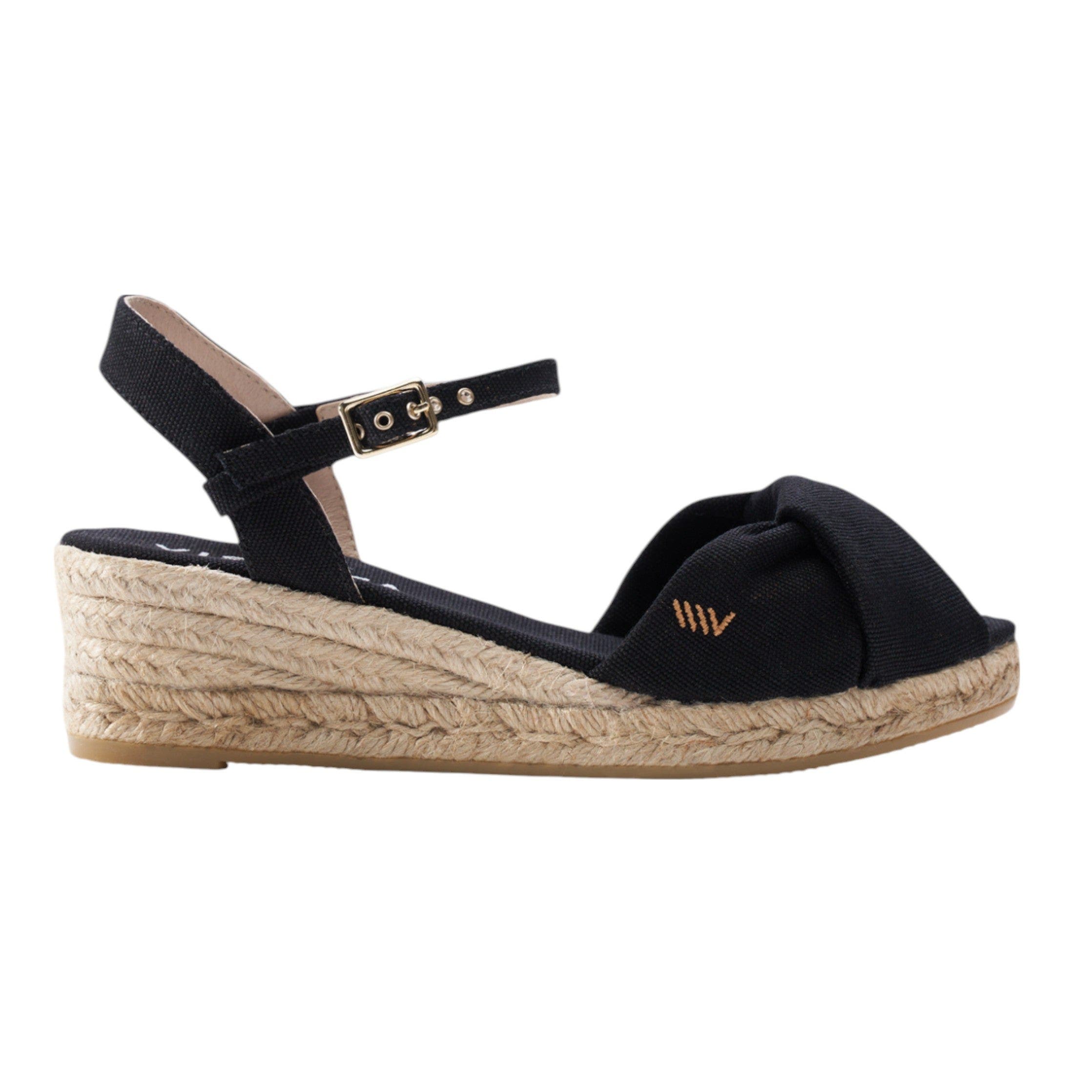 VISCATA Farella Canvas Espadrille Sandal Wedges, Main, color, Black