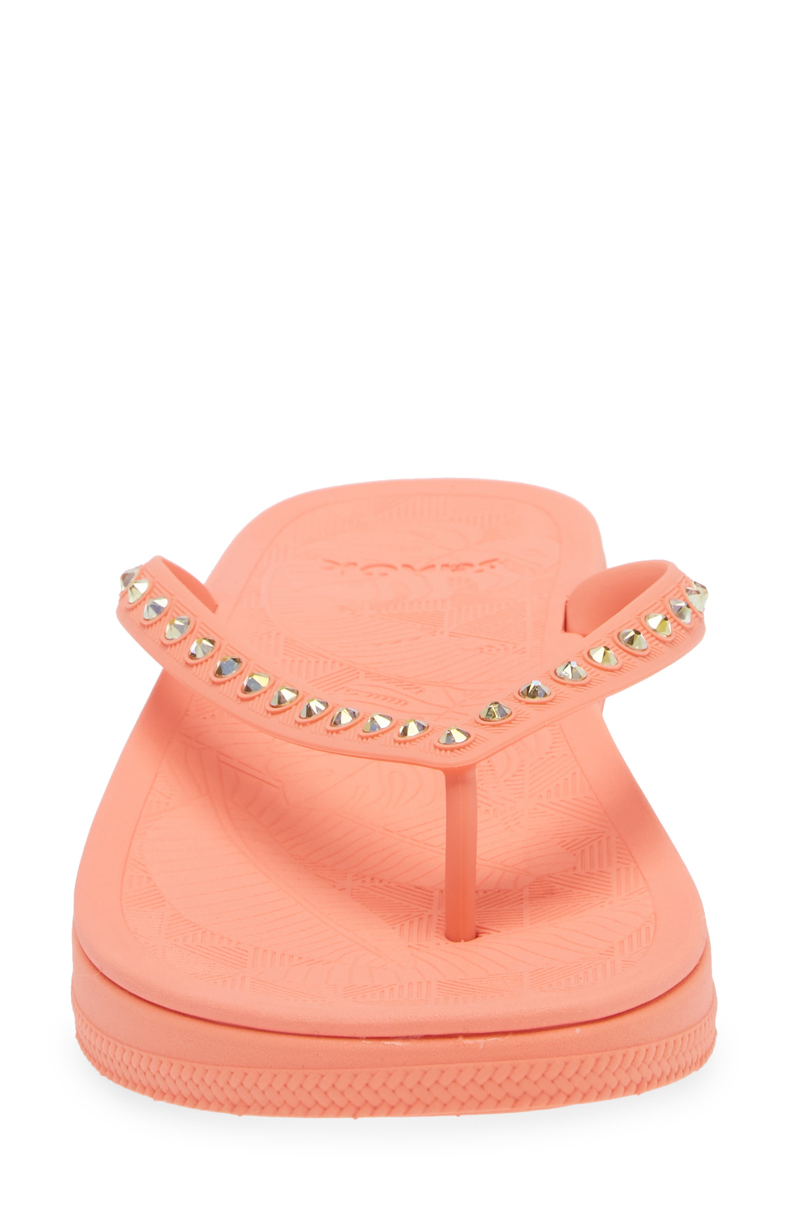 Sanuk Funshine Rhinestone Flip Flop, Alternate, color, Fusion Coral