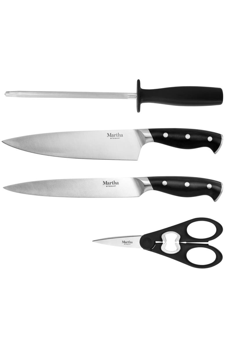 MARTHA STEWART Stainless Steel 14 Piece Cutlery and Knife Block Set, Alternate, color, Black