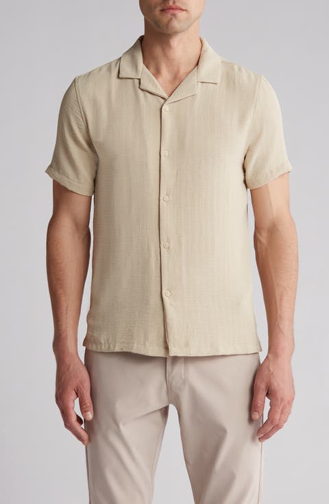 Textured Short Sleeve Button-Up Shirt
