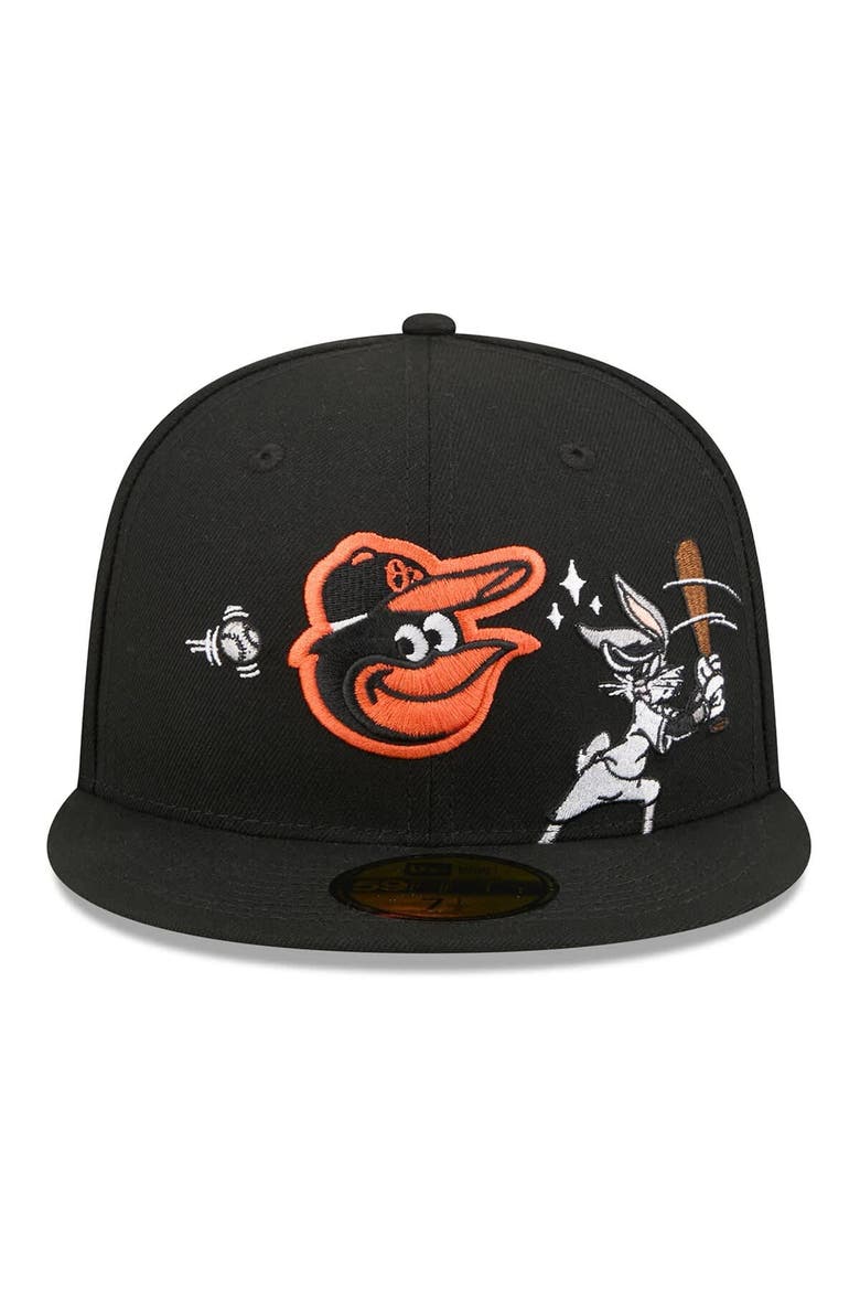 Men's New Era Black Baltimore Orioles Looney Tunes Bugs Bunny 59FIFTY Fitted Hat, Alternate, color, Black