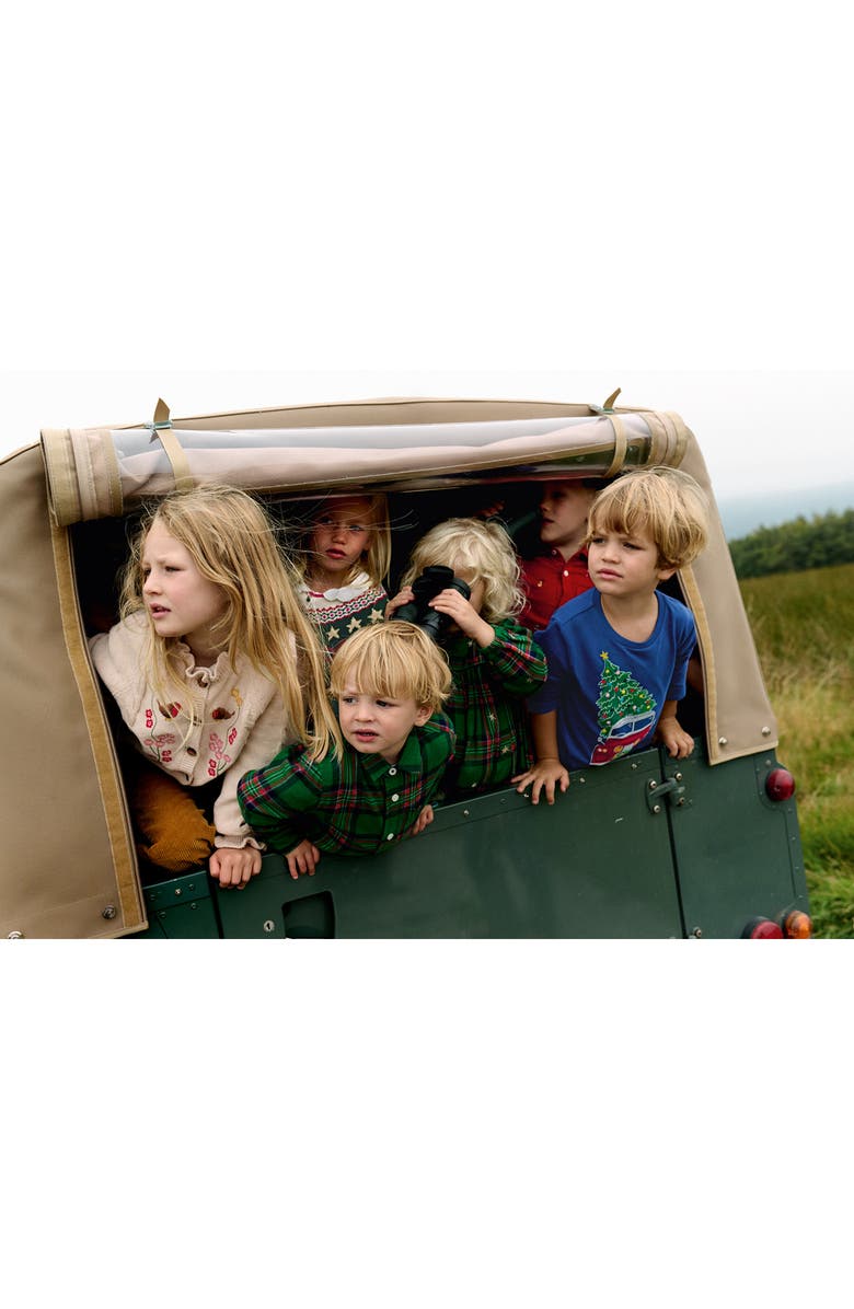 Mini Boden Kids' Holiday Glow in the Dark Superstitch Cotton Graphic T-Shirt, Alternate, color, Festive Jeep Xmas Tree