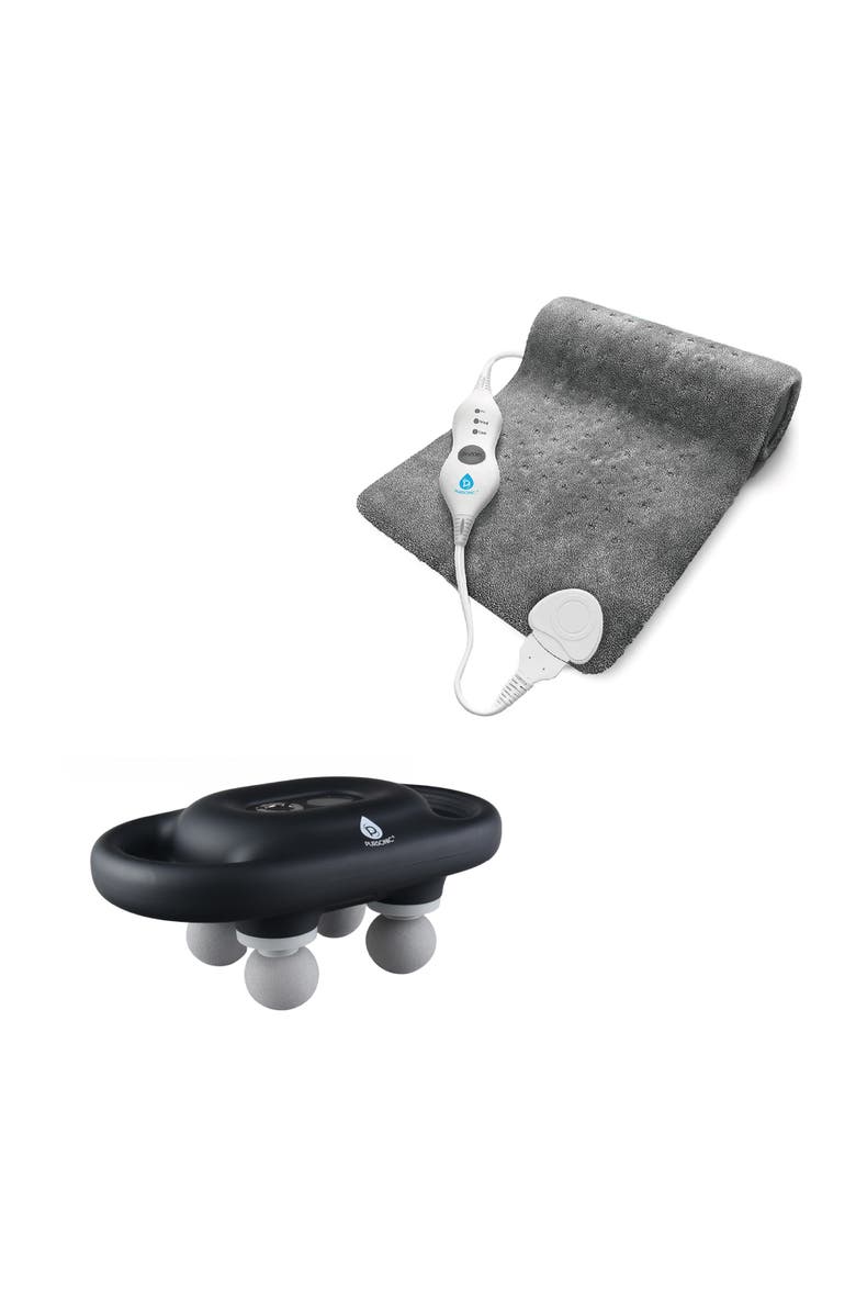 PURSONIC Recovery Essential 9-Speed Massage Gun & Extra Large Microplush Heating Pad, Main, color, Multicolor