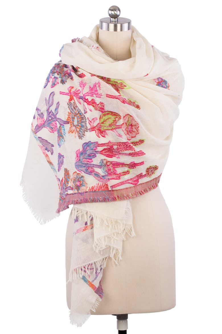 Happy Fun Times Floral Print Cotton Scarf, Alternate, color, IVORY