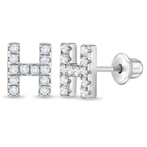 Cubic Zirconia Letter Initial Earrings